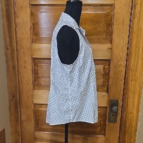 Talbots Black and White Coastal Sleeveless  Blouse 14P - Picture 3 of 4